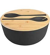 Salad Bowl with Lid, ShineMe Large Salad Bowl with Tongs, Bamboo Fiber Salad Serving Bowl with Ut...
