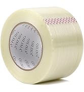 QILIMA Mono Filament Strapping Tape, Heavy Duty Transparent Reinforced Fiberglass Tape,3 Inch x 5...