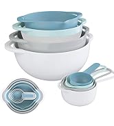 Nesting Bowls 8 Piece Mixing Bowl Set, Plastic Colorful Kitchen Bowls BPA Free, Including 2 Mixin...