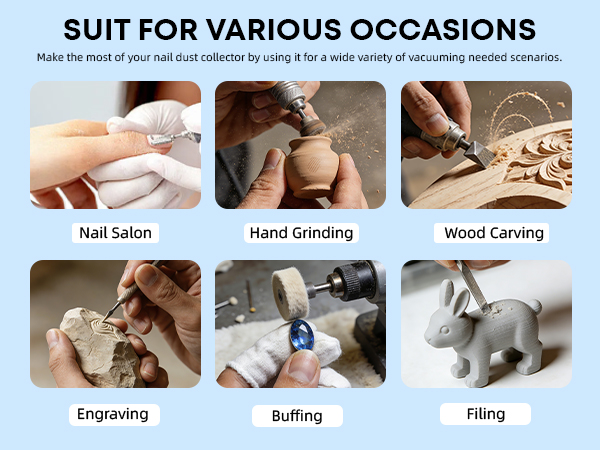 rechargeable nail dust collector for nail salon hand grinding wood carving engraving buffing filing