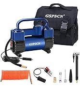 GSPSCN Blue Tire Inflator Heavy Duty Double Cylinders with Portable Bag - Car Accessories,Metal D...