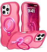 Amzfield for iPhone 16 Pro Max Case with 360° Spin Magnetic Stand [Compatible with MagSafe] Cute ...