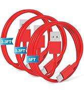 3-Pack Red [3.3FT+3.3FT+6FT] USB A to USB C Cable,USB to USB C Car Carplay Cable for iPhone 16 15...