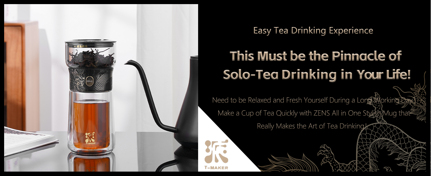 ZENS Modern 3-in-1 Smart Small Glass Tea Infuser Teapot