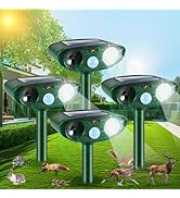 Ultrasonic Animal Repellent Cat Repellent Outdoor,4 Pack Deer Repellent Devices Solar Animal Repe...