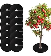 12 Pack 20.5 Inch Non-Woven Tree Mulch Ring - Degradable Tree Protector Mat, Round Anti Grass Gar...