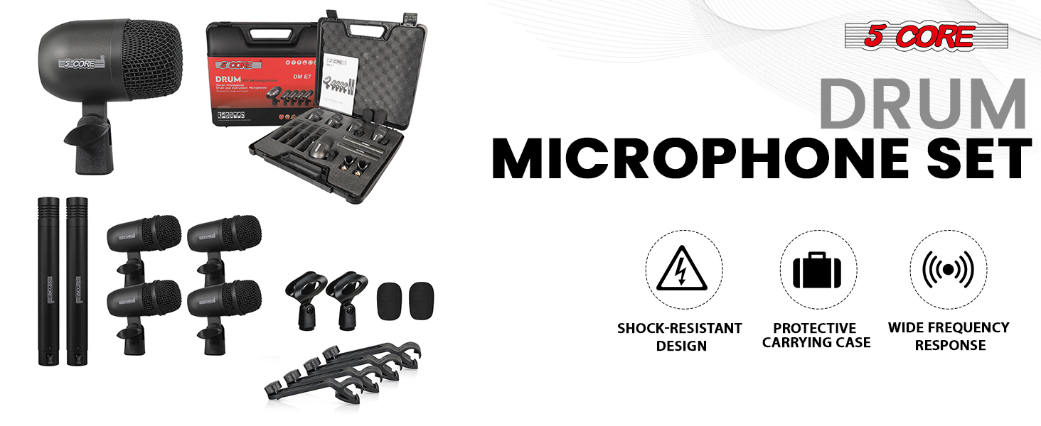 drum mic kit drum microphone set 7 piece drum set drum mic set recording studio kit percussion mic