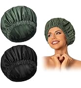 Reusable Shower Cap for Women, Large Waterproof Shower Bonnet Washable Elastic Band Bath Hair Hat...