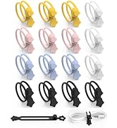 16 Pack Silicone Cable Ties, Reusable Star Design Cord Organizer Straps With 2 Binding Methos, Du...