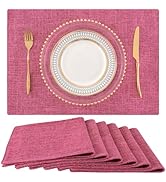 homing Faux Cotton Linen Placemats Set of 6, Cloth Washable Farmhouse Dining Table Mats for Indoo...