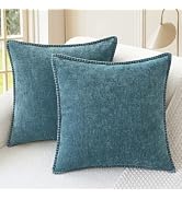 CaliTime Throw Pillow Covers Decorative 18 X 18 Inches Pack of 2 Cotton Thread Stitching Edges So...