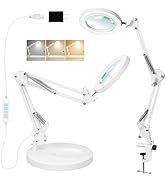 KIRKAS 10X Magnifying Glass with Light and Stand, 2-in-1 Stepless Dimmable LED Magnifying Lamp wi...