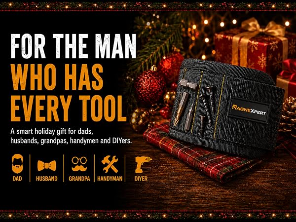 Magnexpert magnetic wristband, practical Christmas stocking stuffer for dads, husbands and DIYers.