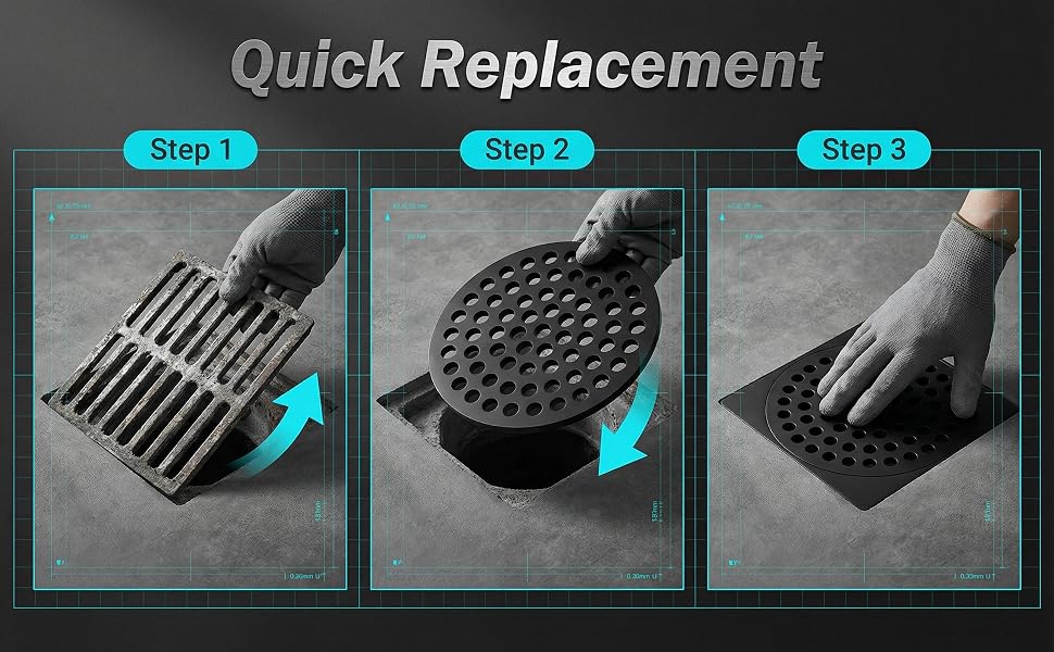 5.5-Inch Cast Iron Round Drain Cover, easy DIY quick replacement install guide