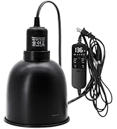MECESOR Reptile Light Fixture with Thermostatic Timer, 5.5 Inch Deep Dome Lamp Cap Reptile Heat L...