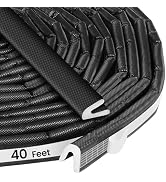 Weather Stripping for Doors &amp; Windows, 40 Feet V Shape Adhesive PU Foam Door Seal, Black Soundpro...