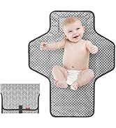 Portable Changing Pad for Baby, Waterproof Travel Changing Pads for Moms, Dads, with Built-in Pil...