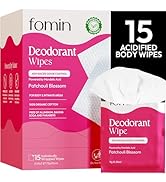 FOMIN Acidified Travel Deodorant Wipes For Women &amp; Men - 15 Count - Patchouli Blossom - pH Balanc...