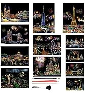 Georgie Porgy Scratch Paper Art A4 Set for Kids Adults Magic Rainbow Scratch Postcards Boards for...