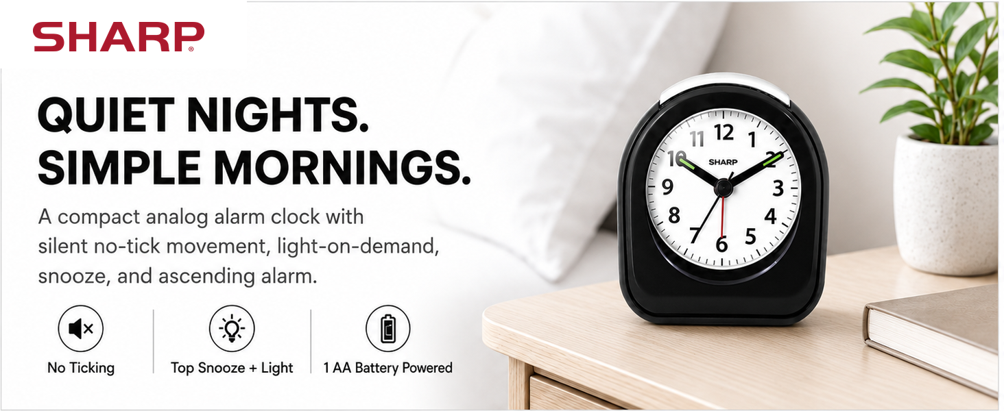 alarm clock small portable battery powered silent bedroom travel hotel bedside office kids room
