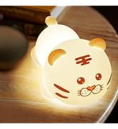 QANYI Christmas Gift Tiger Lamp, Silicone Color Changing Tiger Desk Nightlight, Rechargeable Nurs...