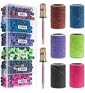 Difenni Sanding Bands for Nail Drill,300Pcs Nail Sanding Bands 80#100#120#150#180#240#Different G...