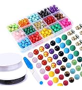 Fishdown 330 Pcs 8mm Beads Kit Chakra Beads Lava Beads Rock Stone Assortment Colored Volcanic Sto...