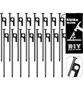 RIY Tent Stakes Heavy Duty 8 inch Metal Tent Pegs for Camping Steel Tent Stakes Inflexible and Un...