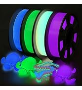 YOUSU 3D Printer Filament Bundle, Glow in The Dark Filament Multicolor, Green, Blue, Purple and R...