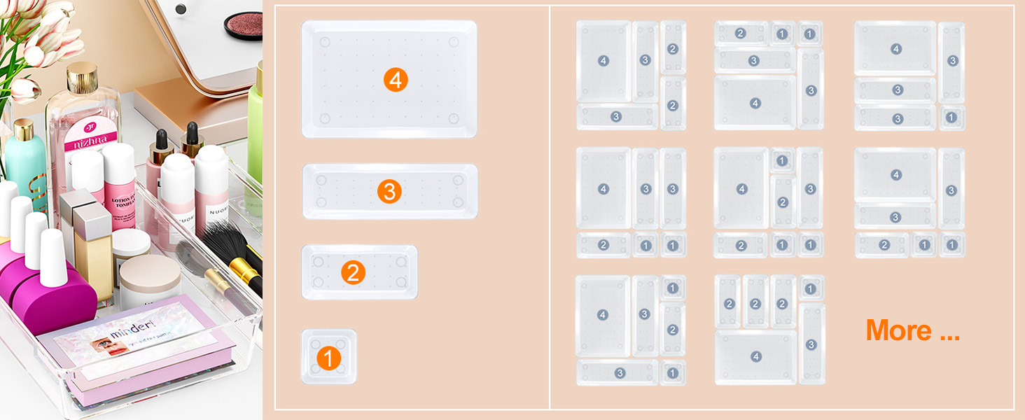 clear plastic drawer organizer sets
