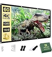 AAJK 60 inch Projector Screen, Washable Projector Screen 16:9 Foldable Anti-Crease Portable Proje...