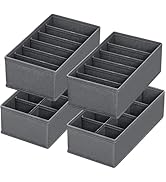 FAMALAHEE 4 PACK Sock Underwear Drawer Organizer Dividers, Collapsible Cabinet Closet Storage Box...