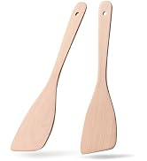 Hefild 2PCS Wooden Spatulas for Cooking,12.8inch Uncoated Beech Wood Turners for Frying,Non-Scrat...