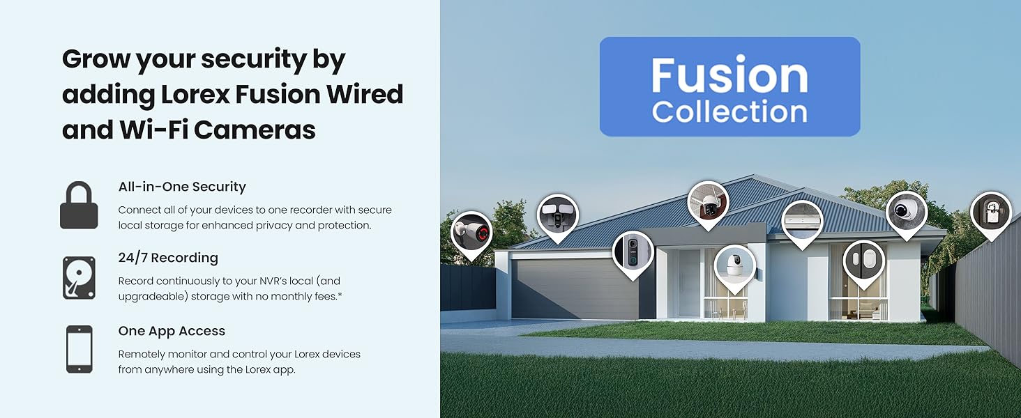 Grow your security by adding Lorex Fusion Wired and Wi-Fi Cameras