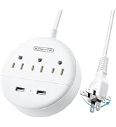 NTONPOWER 2 Prong Power Strip, 1875W/15A, 180° Rotating Plug, Two Prong Power Strip, 2 Prong to 3...