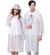 OSDUE Rain Ponchos for Adults Reusable, 2 Pcs Raincoats Emergency for Women Men with Hood and Dra...