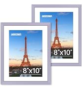 FIXSMITH 8x10 Picture Frame Set of 2, Purple Photo Frame with HD Plexiglass, Display Pictures 5x7...