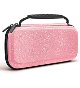 homicozy Glitter Carrying Case for Nintendo Switch &amp; Switch OLED Console, Pink Hard Travel Case S...