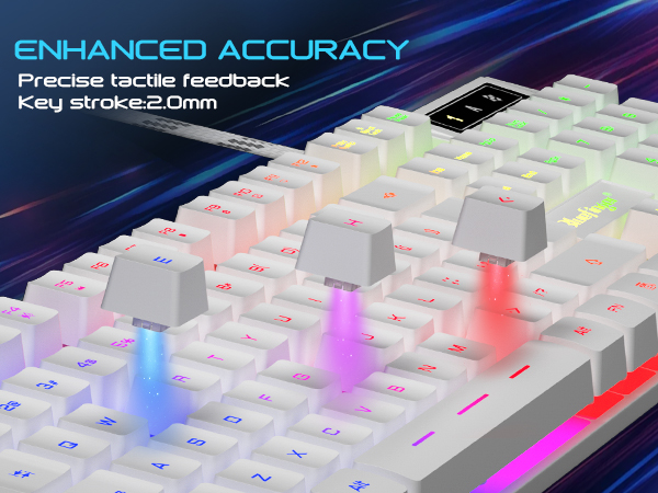 white mouse and keyboard combo light up keyboard