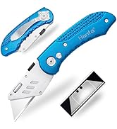 Harita Folding Utility Knife Box Cutter Quick Change Blades, Back-lock Mechanism, Portable Belt C...