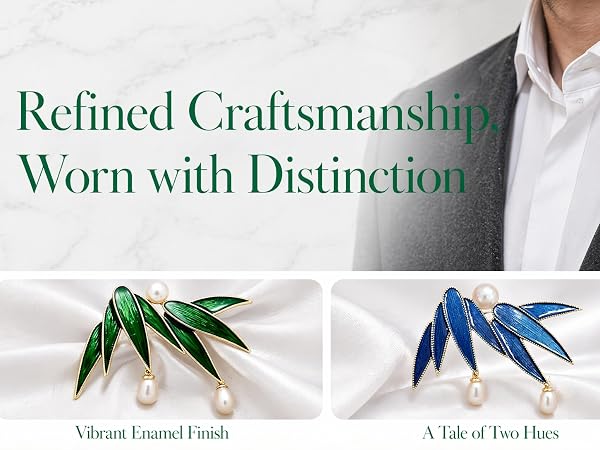 Oriental Chinese Style Faux Pearl Drop Lapel Pin,
