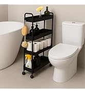 ShellKingdom 4 Tier Bathroom Storage Organizer, Toilet Paper Storage Holder, Slim Rolling Storage...