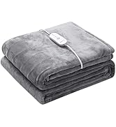 Wapaneus Electric Blanket 62”x84” Flannel Heated Blanket Twin Size with 5 Heating Settings 10 Hou...
