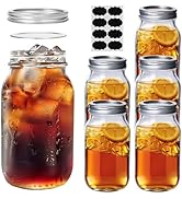 ComSaf 24 oz Mason Jars Regular Mouth 6 Pcs, Large Canning Jars with Seal Bands, 24 oz Glass Jar ...