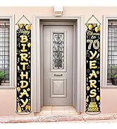 70th Birthday Party Banner Decorations Cheers to 70 Years Banner 70th Party Supplies Black Gold W...