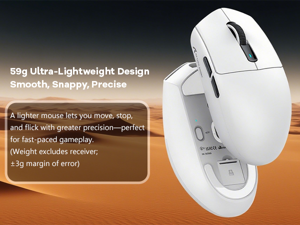 G3 Tri Mode Ultralight Wireless Gaming Mouse Programmable for PC Mac Win Gamer