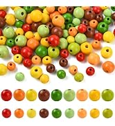 Craftdady 200G Round Wooden Beads Painted Colored Natual Painted Wood Spacer Loose Beads Round Cr...