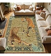 Joydeco Tiger Cheetah Print Boho Rugs for Living Room, Large Washable Vintage Bedroom Rug 8x10 Un...