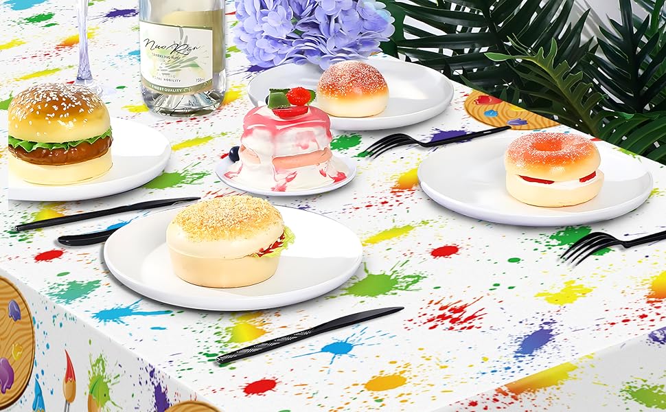 2 Pcs Art Paint Tablecloth Artist Painting Party Table Covers Artist Tablecloths Art Party Supplies