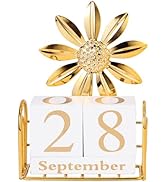 Toddmomy 1 Set Perpetual Calendar Vintage Rustic Wooden Block Calendar Month Date Display Calenda...